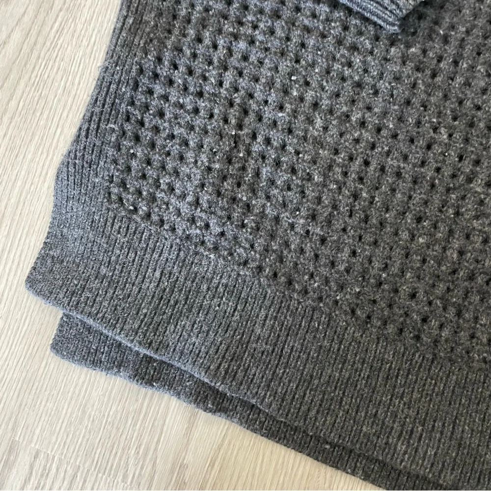 All Saints Eden Open Knit Sweater Marled Charcoal Gray